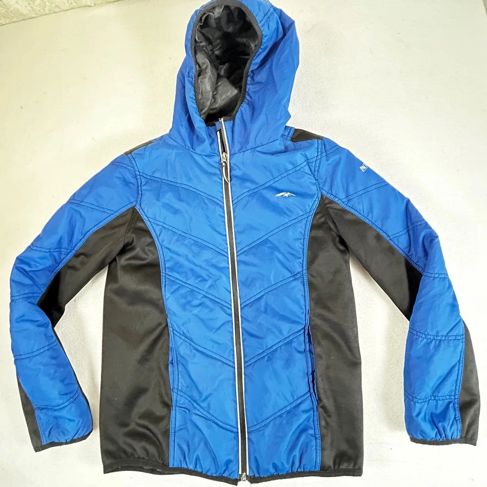 Pacific Trail Kids Blue Black Puffer Hooded Jacket Size L 14 16 Winter Coat